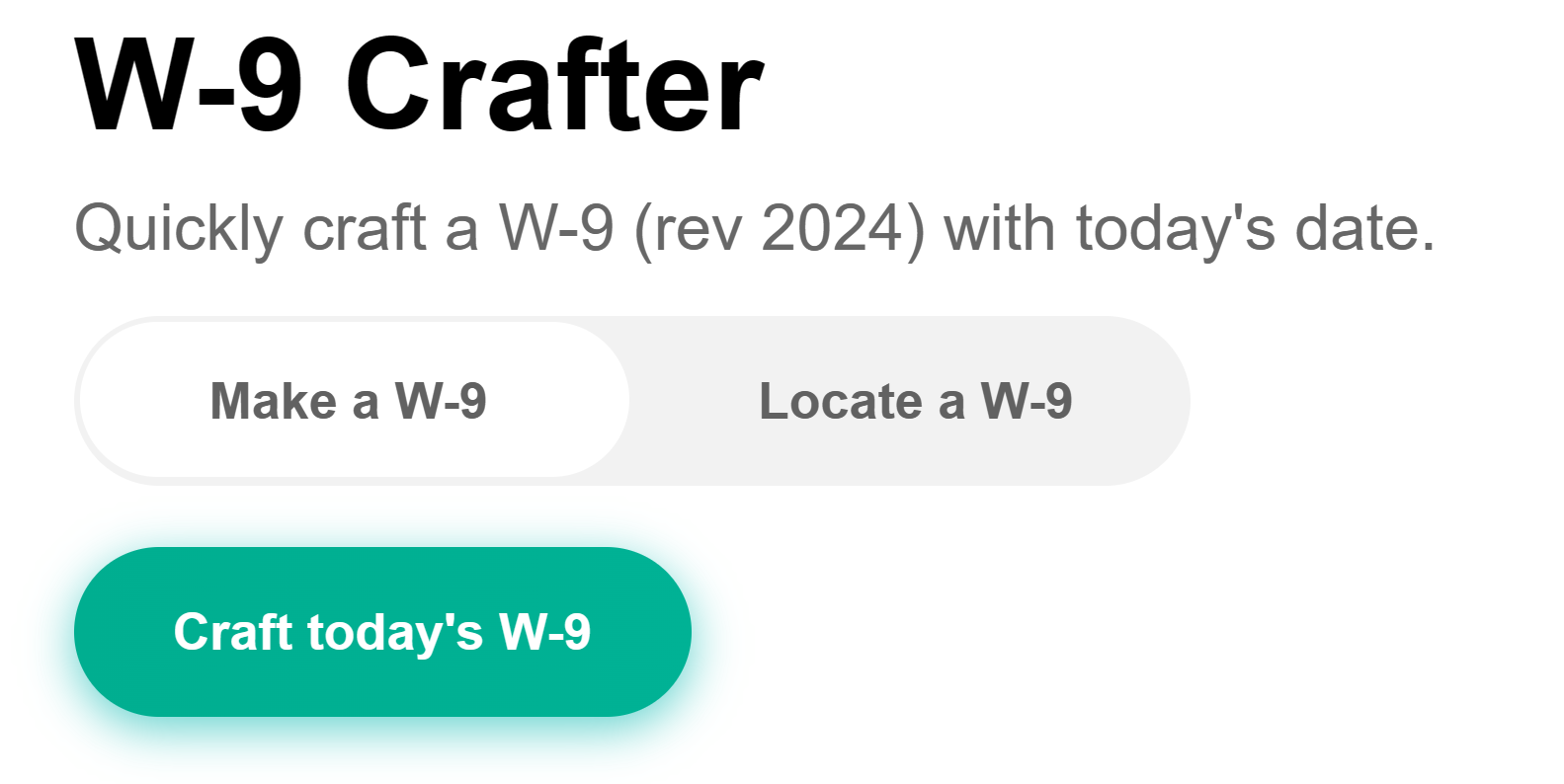 W-9 Crafter initial web app